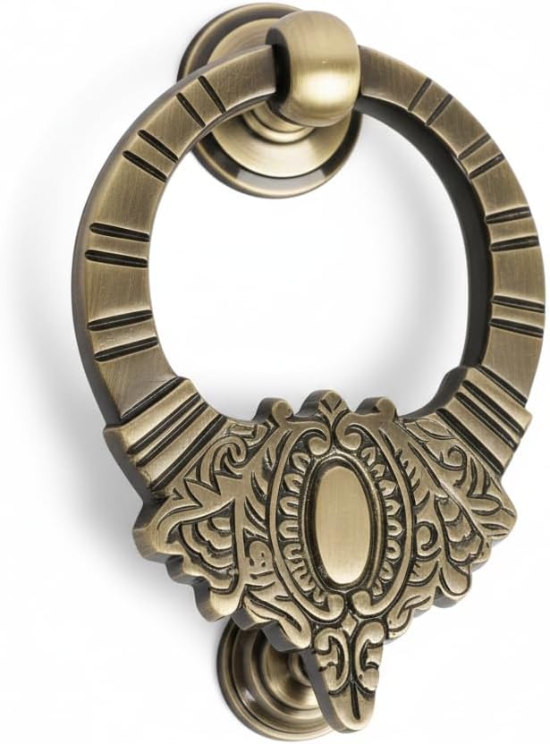 Decorative Golden Brass Door Knocker Victorian Style Brass Door Knocker Door Décor with Antique Finish Heavy Duty Brass Round Maharaja Door Knocker (Decorative)