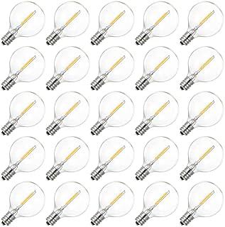 Tomshine 25 Pack LED E12 Edison Screw Globe G40 Bulbs 2200K Warm White Clear Glass Bulbs for String Lights Garden Party IP44 Waterproof(AC 220V-240V)