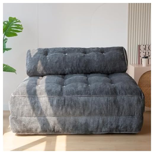 MAXYOYO Folding Sofa Bed, Convertible Sleeper Chair with Pilow Foldable Matress with Back Support, Portable Fold Out Chair Bed Comfy Floor Sofa Lounge for Living Room Bedroom, Dark Grey, Double