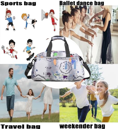 Dance Bag,Dance Bag for Girls, Gym Sport bag for Boys & Girls,Kids Overnighter Duffel Bags (Art pattern, Medium)2