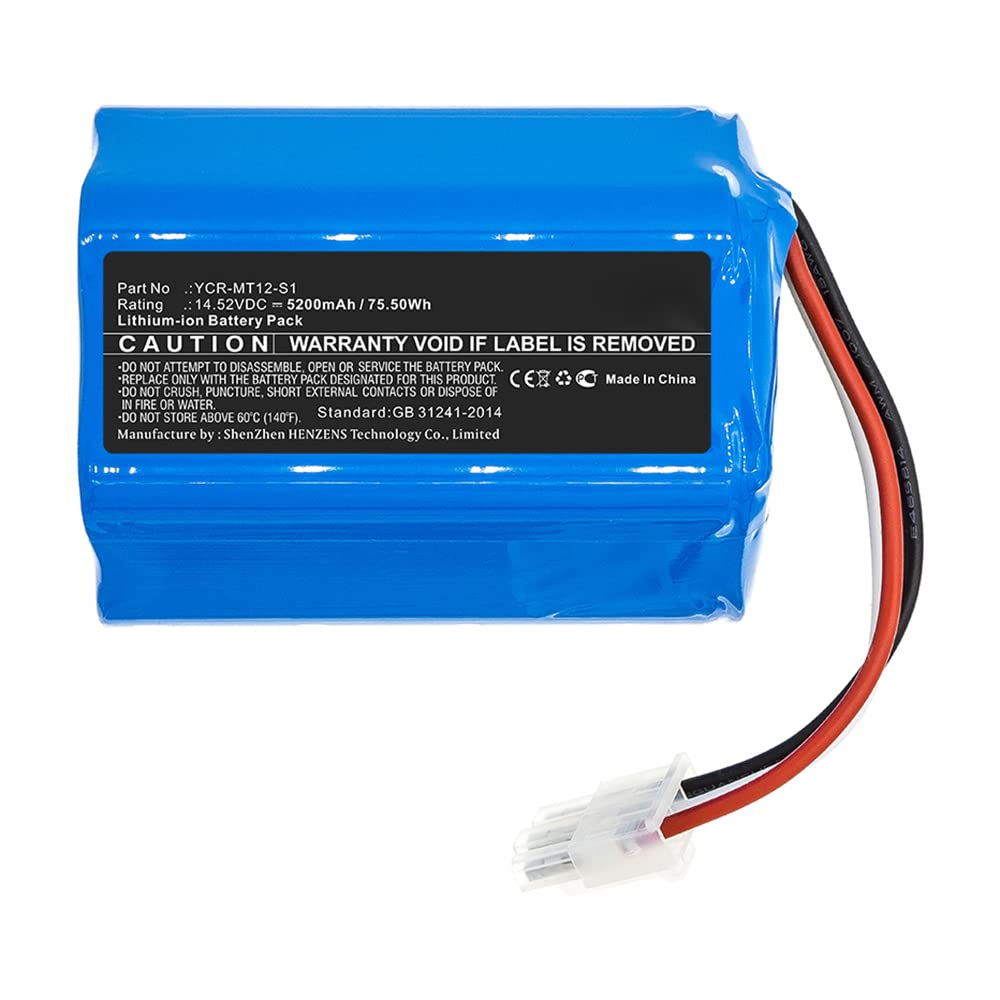 Synergy Digital Vacuum Cleaner Battery, Compatible with Miele Scout RX2 120 Vacuum Cleaner, (Li-ion, 14.52V, 5200mAh) Ultra High Capacity, Replacement for iCLEBO YCR-M07-20W Battery