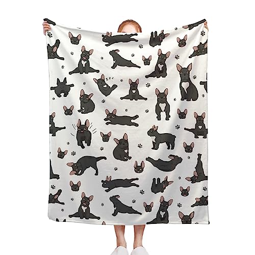 French Bulldog Dog Blanket Yoga Dogs French Bulldog Throw Blankets Throws Gift for Boy Girl Kid Lover Soft CozyLightweight Flannel Novelty Quilt for Couch Travel 40 x 30 Inch for Small Pet/Stroller