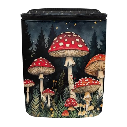 Image of KEIAHUAN Red Mushroom Car Garbage Bag Hanging Large Capacity Car Trash Can with Lid Multipurpose Garbage Bin Portable Grocery Organizer Bag for Back Front Seat