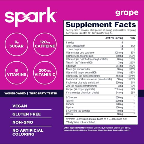 Image of AdvoCare Spark - Energy Drink Mix - Vitamin & Amino Acid Supplement - Supports Energy & Focus - Portable Immune Support - Sugar-Free - Grape (10.5