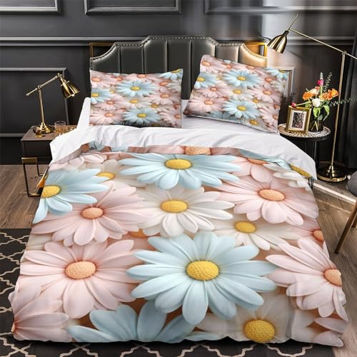 Housse de couette 200x200cm microfibre super douce parure daisy - 4