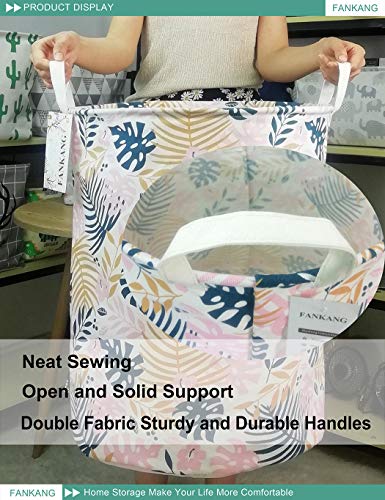 Fankang Storage Basket, Nursery Hamper Canvas Laundry Basket Foldable With Waterproof Pe Coating Large Storage Baskets For Kids Boys And Girls, Office, Bedroom, Clothes,Toys（Banana Leaf） #TOP4