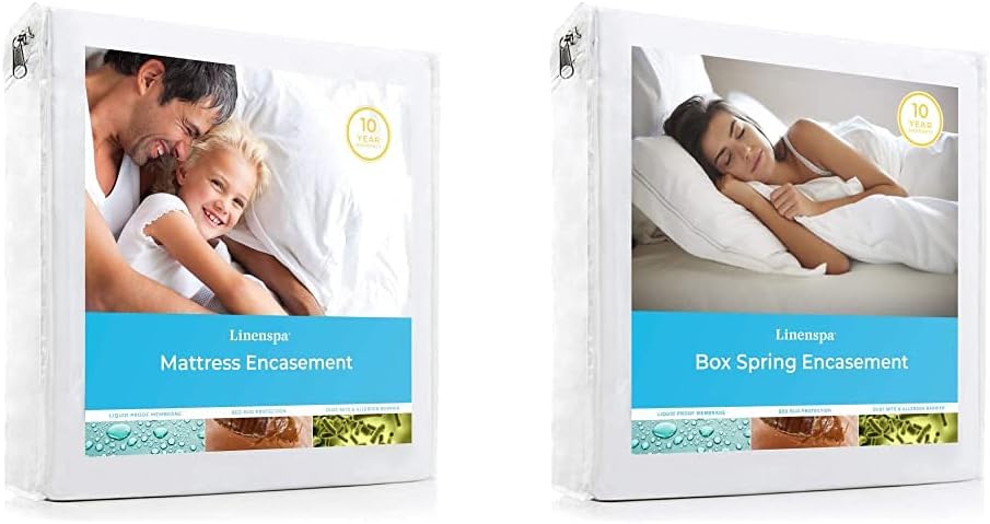 Linenspa Mattress Encasement Twin, Zippered Mattress Encasement, Waterproof Twin Mattress Encasement & Box Spring Encasement Twin, Complete Protection with Zipper, Waterproof Box Spring Protector Twin : Home & Kitchen