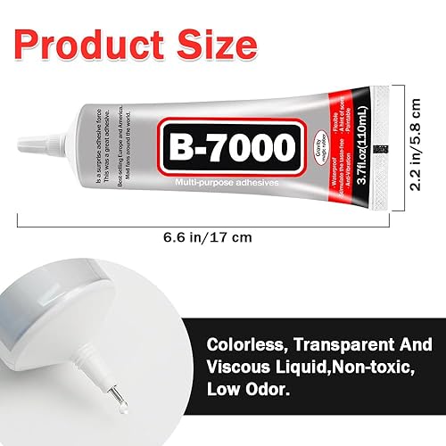 Miniatura 6 de B-7000 - Pegamento B7000 de 3.7 fl oz, adhesivo industrial multiusos de alto grado B7000, adhesivos transparentes semifluidos adecuados para
