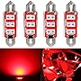 Phinlion Super Bright 211-2 LED Bulb 3030 6-SMD Festoon 41mm 42mm 578 212-2 Bulbs for Car Interior Map Dome Trunk Courtesy Light, Red (4 Pack)