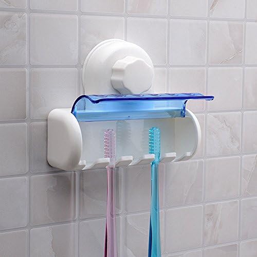 Queta Toothbrush Holder, Wall-Mounted Suction Plastic Toothbrush Holding Shelf for Bathroom
