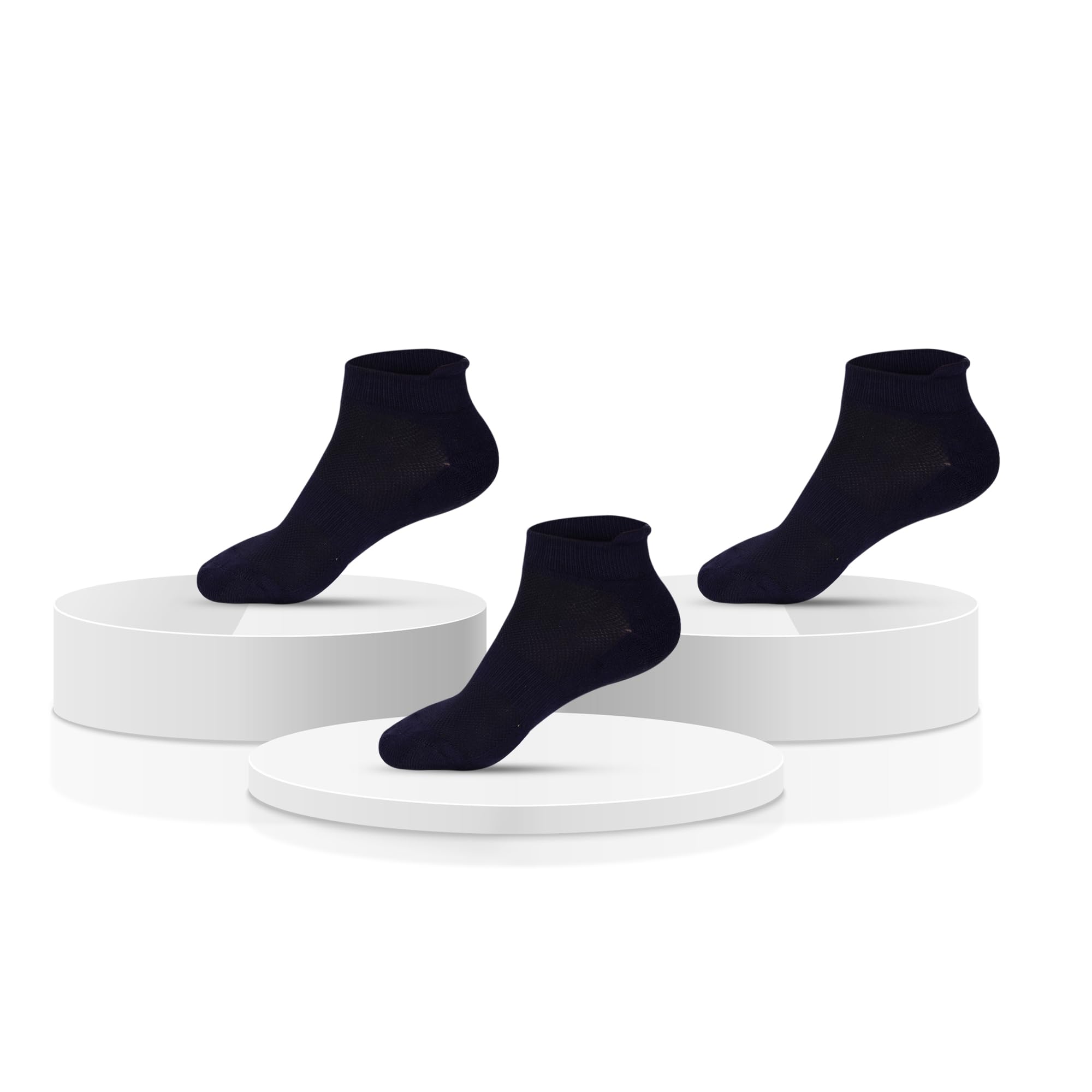 spongy Premium Bamboo Socks for Men | Ankle Length | Odour-Free & Breathable | Anti-bacterial | 3X Softer than Cotton Socks I Pack of 3 Pcs I Free Size Navy Blue-picture-18