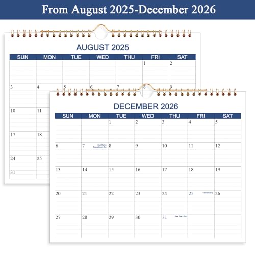calendar 2025-2026 - wall calendar runs now to dec 2026-16 months calendar planner with thick paper for planning and organizing for home or office blue hanging calendars 85 x 11 inches