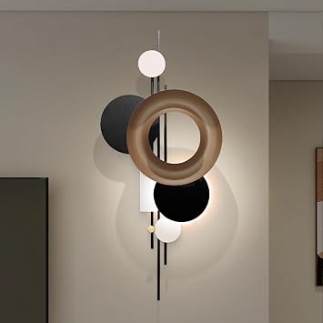 UFAGFDA Black 3D Wall Art Decor with Led Lights,Voice-Activated Luminescence Abstract Modern Metal Walls Decor,Minimalist Large Walls Art for Corridor/Entrance Wall22Lx46W-Light