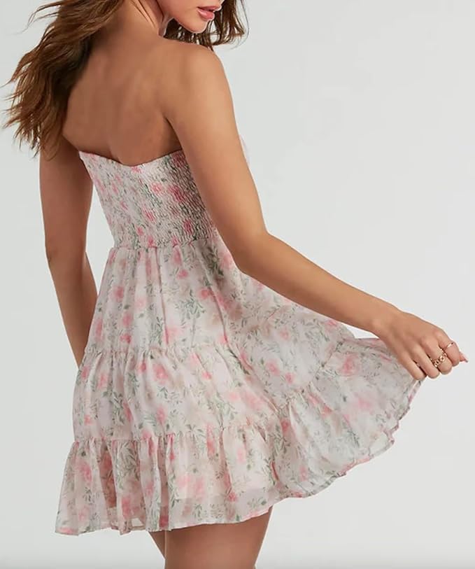 Summer Dresses for Women Strapless Tube Top Mini Dresses Beach Boho Sundress 2025 - Image 2