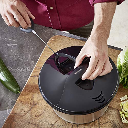 Leifheit Stainless Steel Salad Spinner, Gray