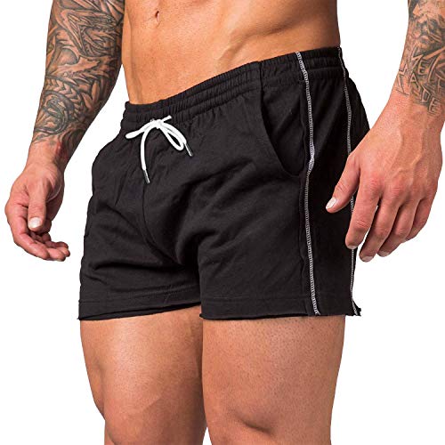 URRU Athletic Gym Shorts Mens Workout Running Bodybuilding Training Short Black XX-Large