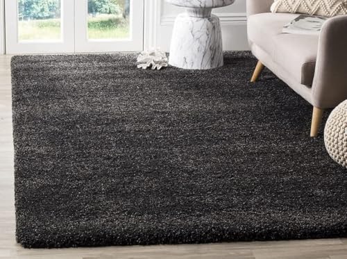 Image of Polyester Fluffy Fur Rugs & Modern Shaggy Floor Carpets for Living Room,Sofa Area,Hall,Kids Room,Guest Room | Elegent Bedside Runners for Besdroom(6X8 Feet Black)