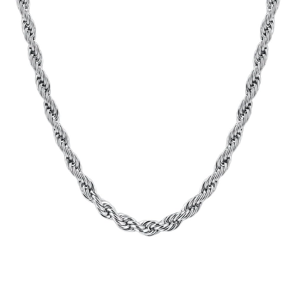 LUCA BARRA Collana Rosario in Acciaio Inossidabile con Perle Nere, Medaglia e Croce Pendente, Stile Classico