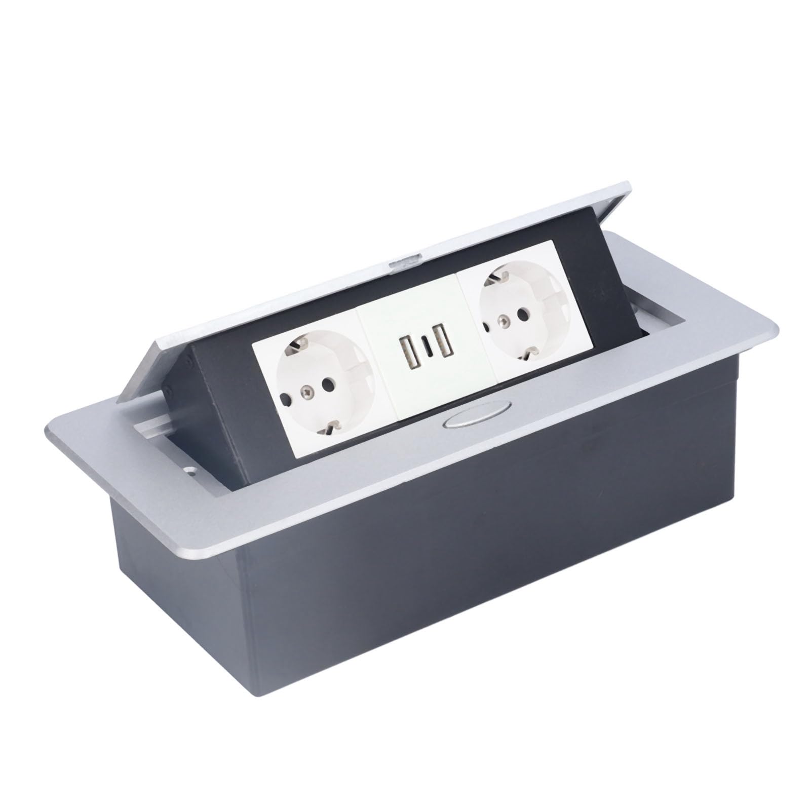 Prise Murale Double 16a Avec 2 Ports Usb Type C 3.4a Charge Rapide Pour Maison Bureau Encastrable