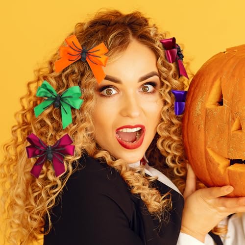 Image of Havilah Halloween Hair Clip 2 Pcs - Spider Bow Accessory for Cosplay Cute Side Clip Unique Bangs Clip - Purple