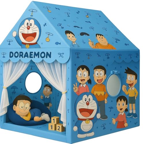 Image of XEMOX, Light Weight Kids Play Tent House - Fun, Foldable, and Durable for Indoor & Outdoor Toys for 3 to 10 Year Old Kids (DORAMOON)