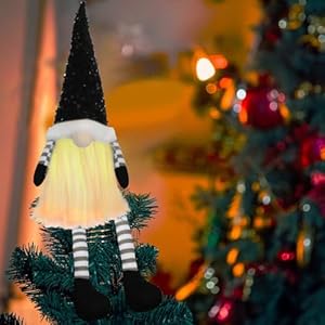 Black Christmas Tree Topper with Lights,Gnome Tree Topper Lighted Unique Tree Toppers Christmas Decorations Battery Operated Tree Topper with Timer 24.8 Inch Black Christmas Tree Topper with LightsGnome Tree Topper Lighted Unique Tree Toppers Christmas Decorations Battery Operated Tree Topper with Timer 248 Inch
