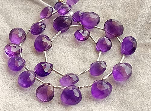 LKBEADS 8 inch strand of gem african amethyst 7-8.5mm heart faceted beads for DIY jewelry making. african amethyst beads strand