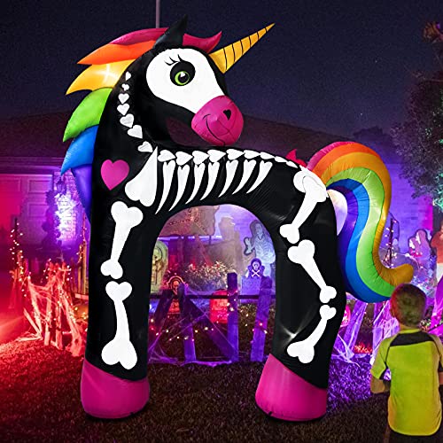 Aufblasbarer Skelett-Einhorn-Torbogen mit LEDs, 3 m – Produktansicht 1