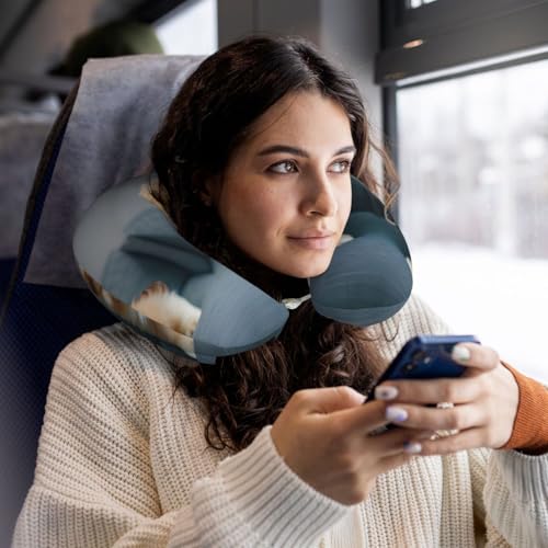 Almohada ergonómica de poliéster negra para viajes miniatura 6