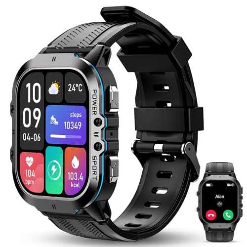 OUKITEL Orologio Smartwatch Uomo Militare Rugged 1.96'', Chiamate Bluetooth, 120+ Modalità Sportive, 5ATM Impermeabile, -40℃~70℃...