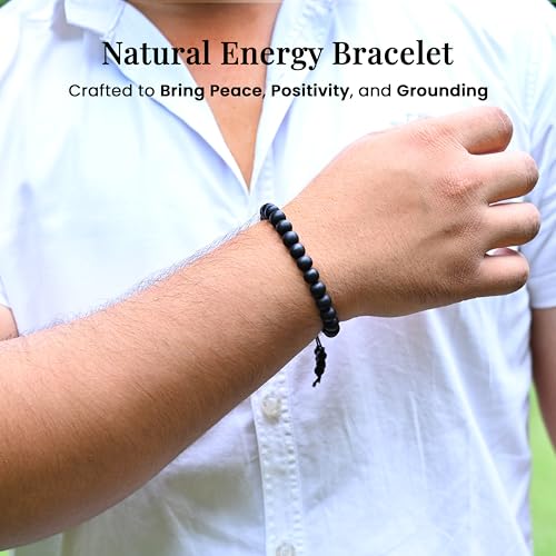 Image of Crocon Karungali Bracelet Original for Men & Women - Certified Natural Unpolished Black Ebony Wood | Karungali Kattai Bracelet | Spiritual Energy Accessory