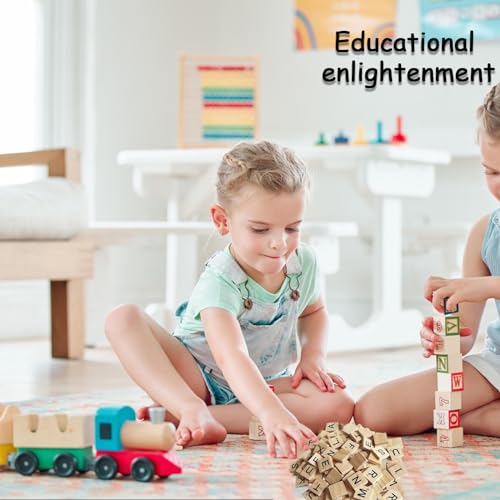 200 Stück Scrabble Buchstaben Holz A bis Z Puzzle, Scrabble Junior, Scrabble Buchstaben, Holz Buchstabe Fliesen zum Spielen für Kindererziehung Bastelarbeiten Schlafzimmer Decor