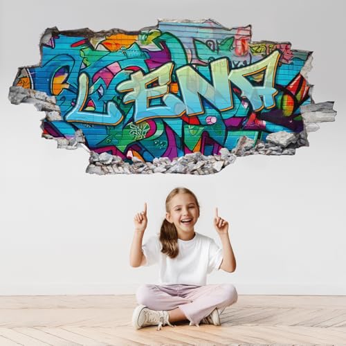 tjapalo® p64 3D Wandtattoo Graffiti Name Wandtattoo Kinderzimmer Junge Teenager Cooles wandtattoo Cool Wandsticker jungenzimmer jungs, Größe: B100xH58cm