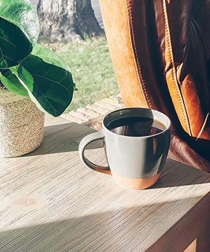 Mora Ceramic Large Latte Mug Set Of 4, 16Oz - Microwavable, Porcelain Coffee Cups With Big Handle - Modern, Boho, Unique Style For Any Kitchen. Microwave Safe Stoneware - Assorted Neutrals #TOP5