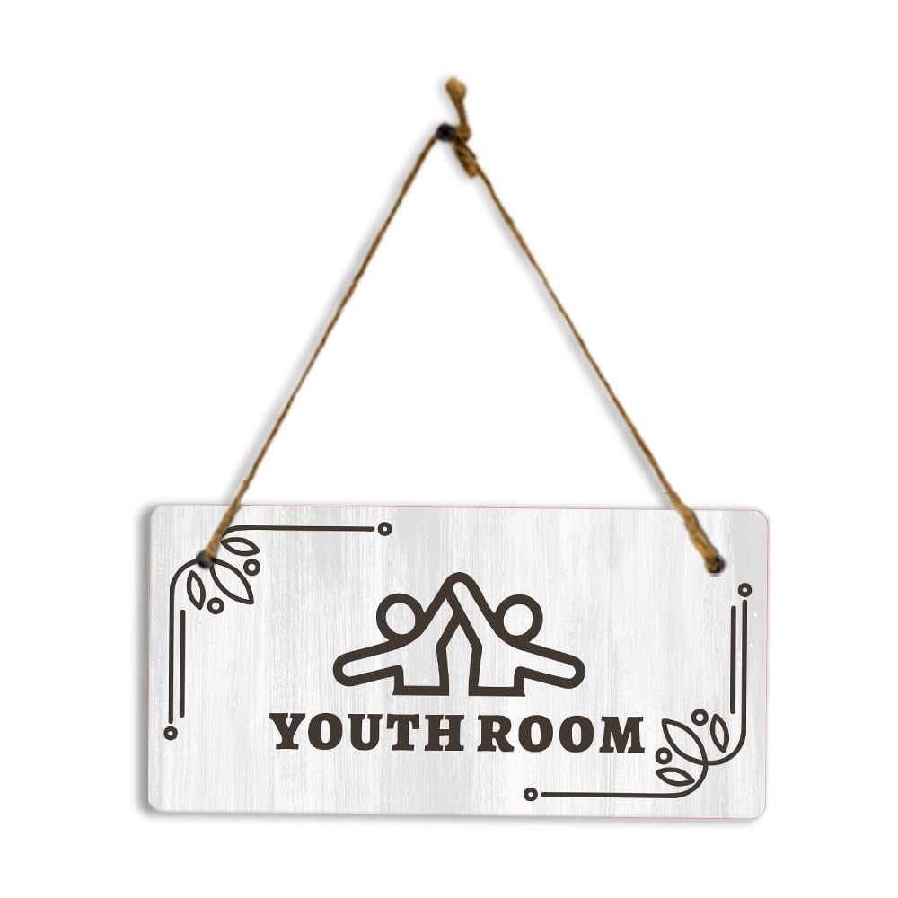 12X6 Inch Youth Room Religious Rustic Wood Sign - Hanging Wall/Door Plaque, Church Youth Space Decor, Gift for Youth Ministers