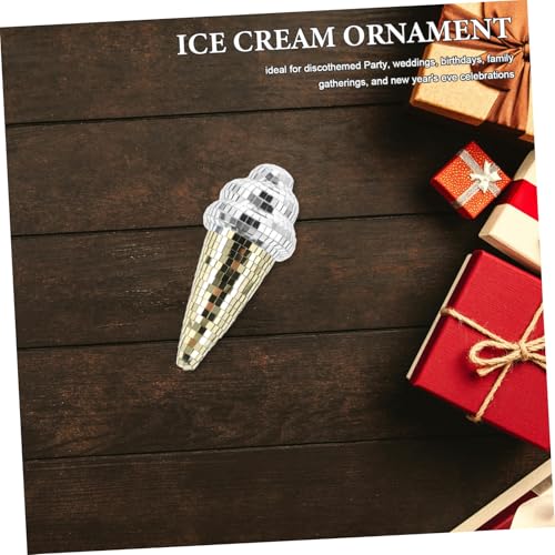 Bola espejada en forma de cono de helado para decoración de mesa, boda y fiesta, accesorio festivo plateado miniatura 6
