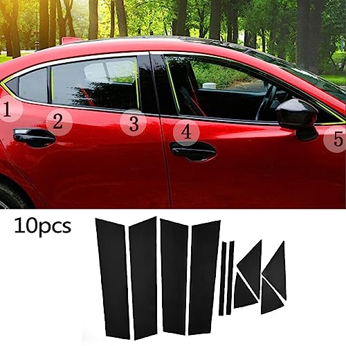 Cubierta para puerta y ventana de Mazda 3 Axela 2014-2017, adornos negros brillantes de 10 uds. 2