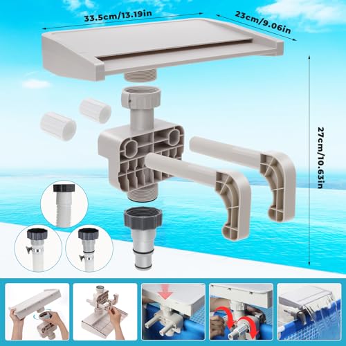 Pool Fountain, Pool Fountains for Above Ground Pools, Relaxing Waterfall Inground Swimming Pool Attachment, Water Spillway Koi Pond Waterfalls Fountains Kit Pool Cooler, Swimming Pool Accessories