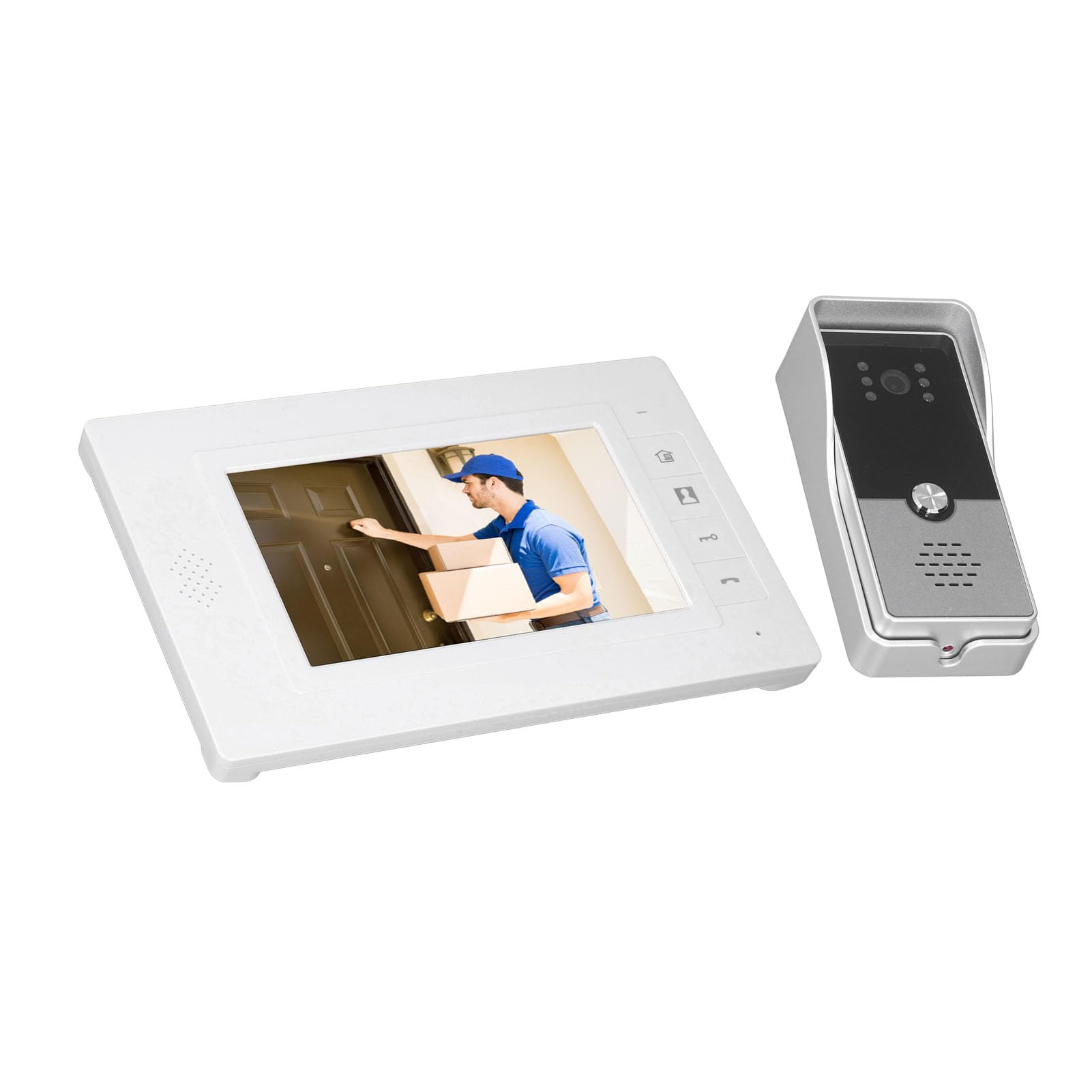 7-calowy Kolorowy Monitor LCD z kamerą HD, System Domofonowy z Noktowizorem i 16 Dzwonkami do Willi, Domów i Biur (wtyczka UE)