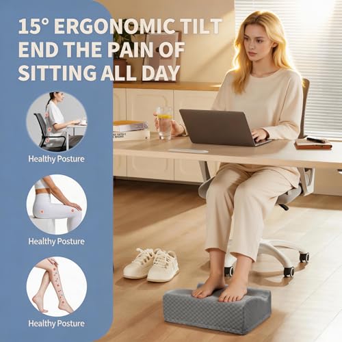 Nockovi Foot Rest Under Desk with Rocking Base | Gray Checkered Pattern — view 2