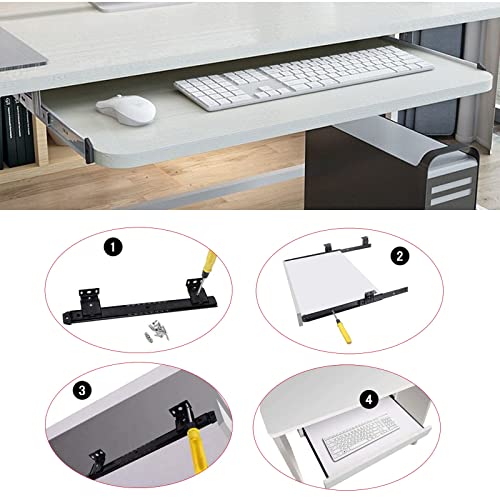 Regulowana podkładka pod klawiaturę i myszkę, ergonomiczna drewniana półka, łatwa instalacja, oszczędność miejsca, wysuwana konstrukcja do domowego biura, konfiguracji stacji roboczej