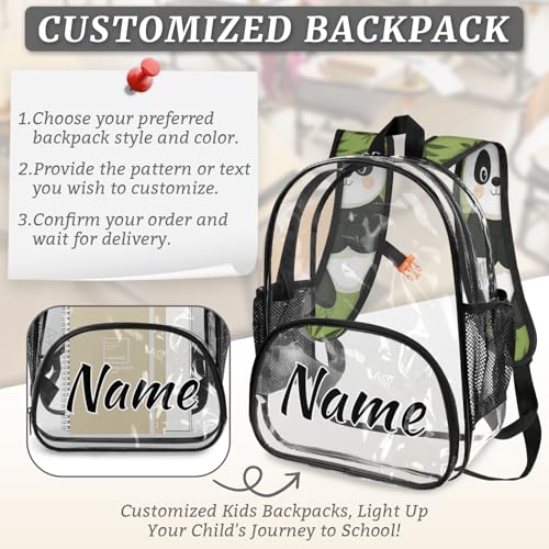 Cartoon Panda Personalized Clear Small Backpack for Stadium Events Funny Animal Custom Transparent Backpacks with Name Heavy Duty PVC Plastic See Through Clear Bag for Concerts4