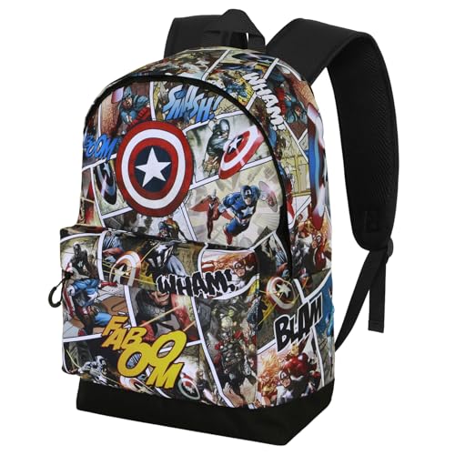 Marvel Capitán América Comic-Mochila HS FAN 2.2, Multicolor, 31 x 44 cm, Capacidad 24 L