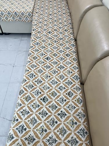 Image of JAPA Golden Diamond Snowflake Quilted Velvet L-Shape Seat-Only Sofa Cover for 3+2 Seater - Non-Slip Washable Daily Use Sofa Protector, Luxury Sofa Mat for Living Room