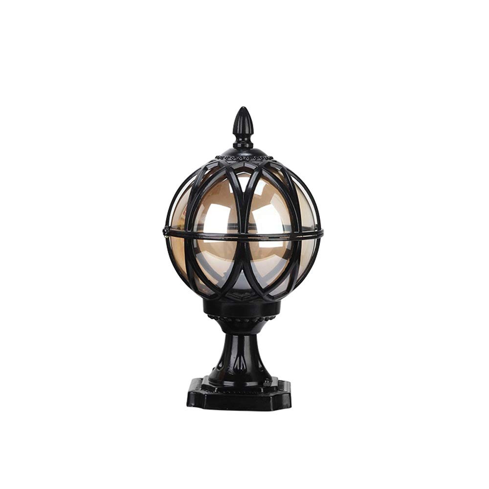 Lampione da esterno Globe Antique Garden Post Lights Impermeabile IP55 Voto Strada Pilastro Colonna Luce Erba Strada Patio Cortile Villa Vetro Parete Esterna Lampade da Terra Stadio (Color : Black)