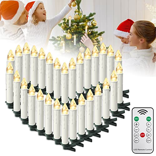 XMTECH 30 Stück Kabellos LED Kerzen Weihnachtskerzen Warmweiß mit...
