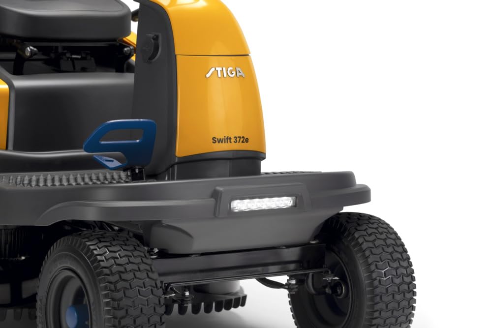 STIGA 372e Swift Tondeuse Autoportée À Batterie, 72 cm, 48V – 4 Batt. (2x7.5Ah+2x5Ah), Plateau Bi-Lames – Pelouses jusqu'à 1 600 m² (2 400 m² en ECO), Jaune