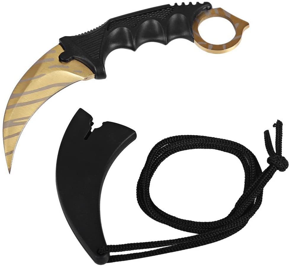 Generisch *Set di 2 attrezzi da campeggio di alta qualità per caccia all'aperto, collezione Real-Life Survival Counter-Strike Global Offensive + custodia di Cracker24 (oro + nero)