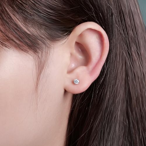 Limerencia Moissanite Stud Earrings G23 Titanium Hypoallergenic Screw Back Moissanite Earrings D Color VVS1 Clarity Jewelry Gifts for Women Men 0.2CT-1.6CT2