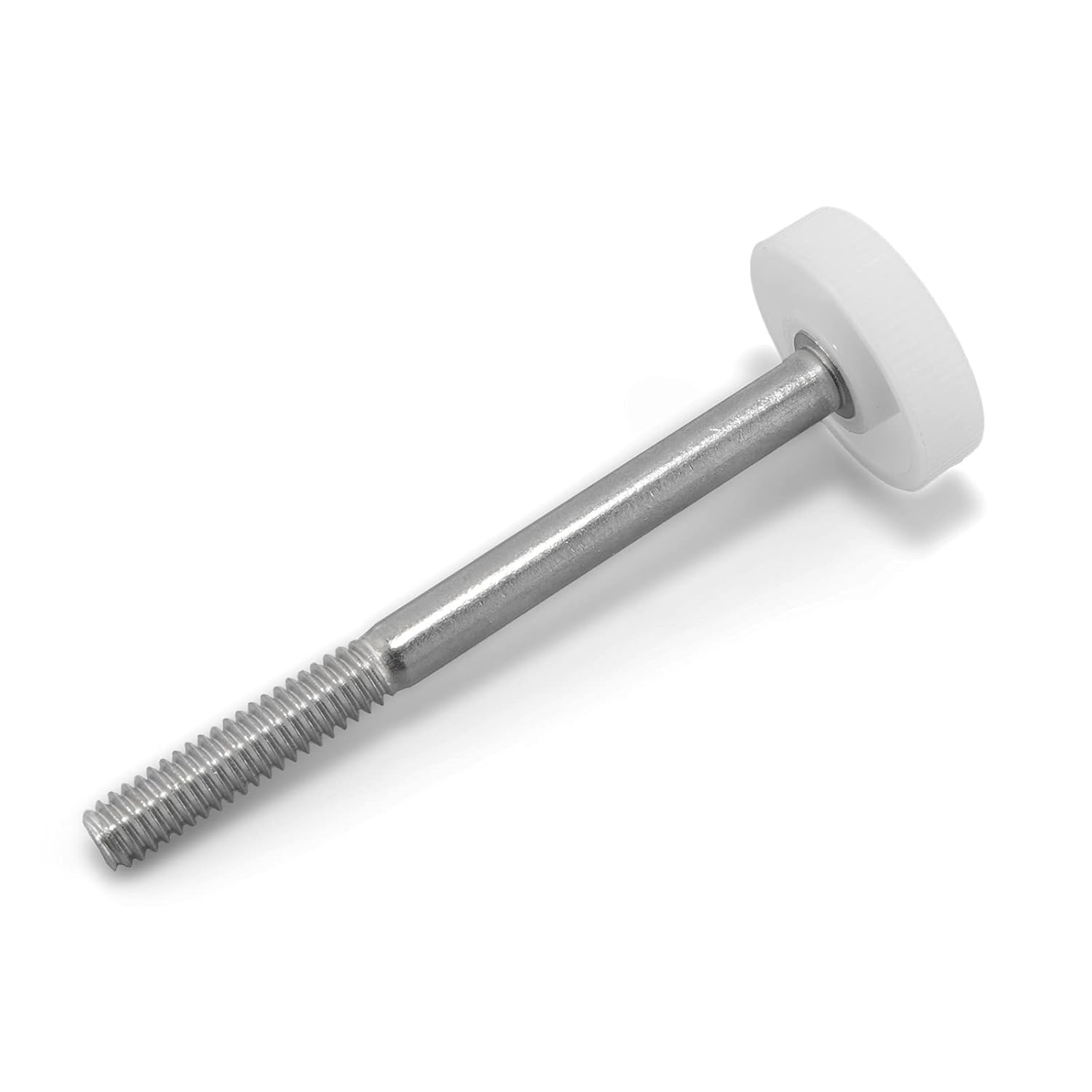 1/4"-20 x 3 Thumb Screw Stainless Steel - White Knurled Round Plastic Oversized Knob - Standard/Coarse Thread Thumbscrew - Length: 3.000" - Proudly Built in USA - Package of (25)